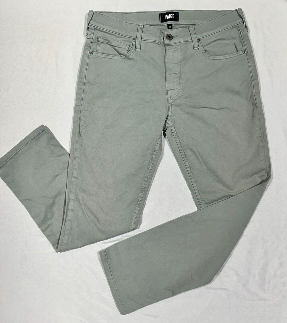 PAIGE Men’s Gray Lennox Slim Tapered Stretch Denim Jeans Regular 32 5-Pocket